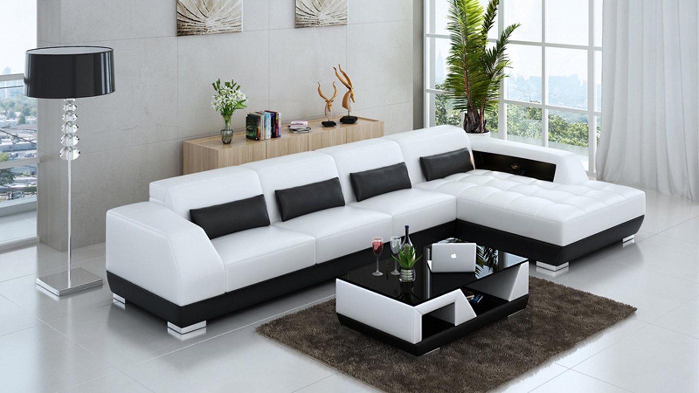JVmoebel Ecksofa Ledersofa + USB Garnitur Polster L Form Couch Ecksofa Modern, Made in Europa JVmoebel Ecksofa Ledersofa + USB Garnitur Polster L Form Couch Ecksofa Modern, Made in Europa von JVmoebel