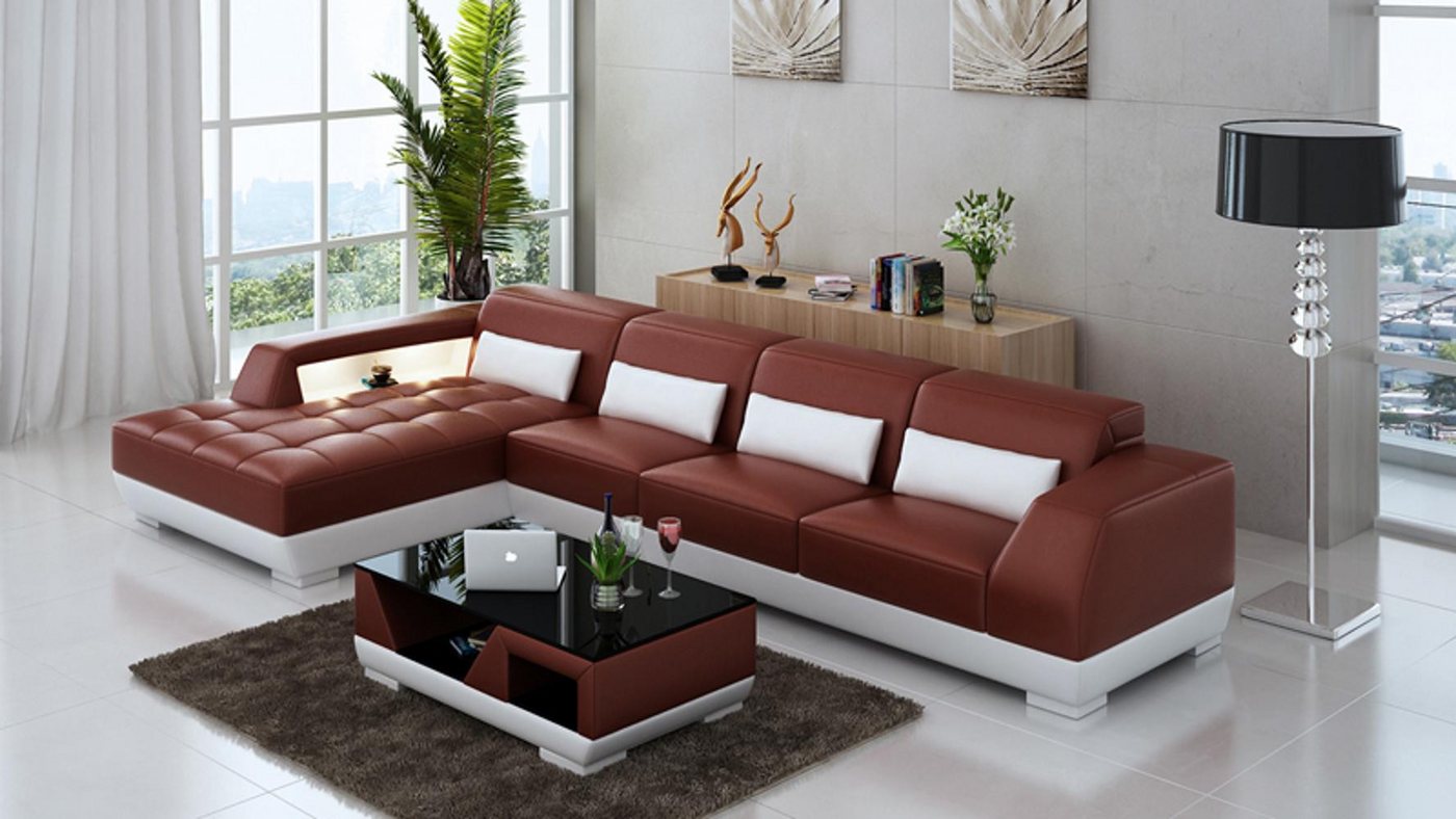 JVmoebel Ecksofa Ledersofa + USB Garnitur Polster L Form Couch Ecksofa Modern, Made in Europa JVmoebel Ecksofa Ledersofa + USB Garnitur Polster L Form Couch Ecksofa Modern, Made in Europa von JVmoebel