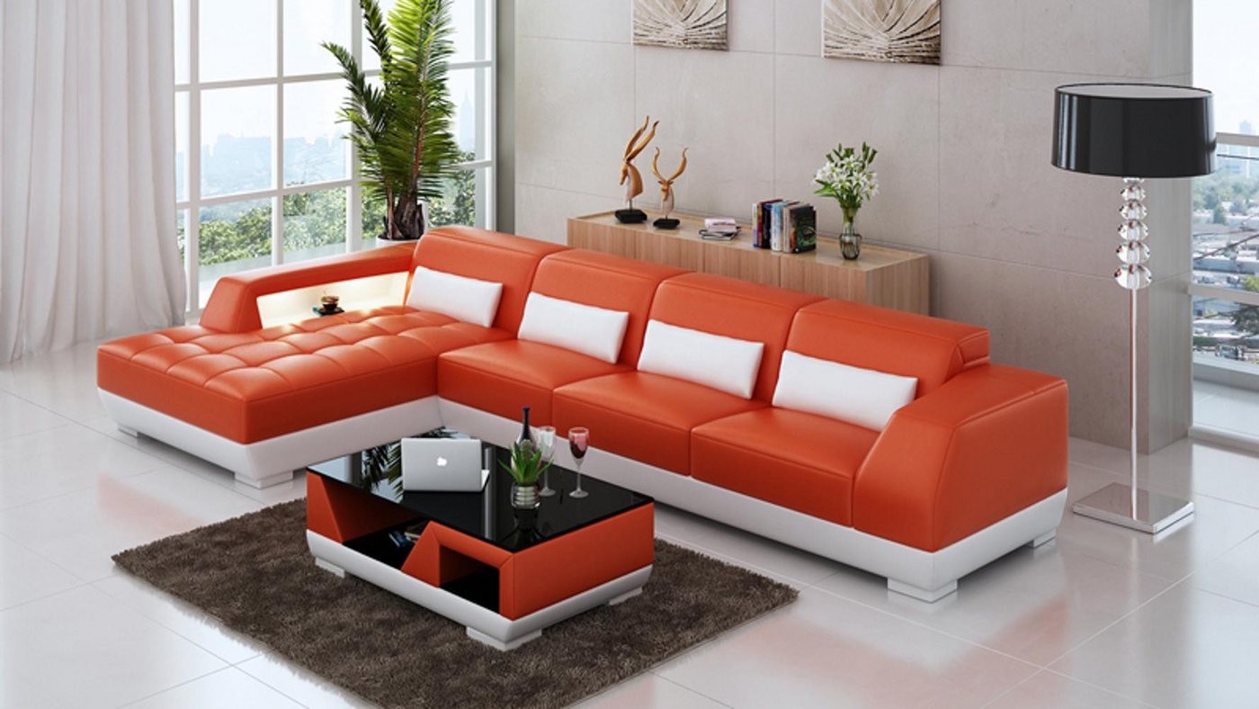 JVmoebel Ecksofa Ledersofa + USB Garnitur Polster L Form Couch Ecksofa Modern, Made in Europa von JVmoebel