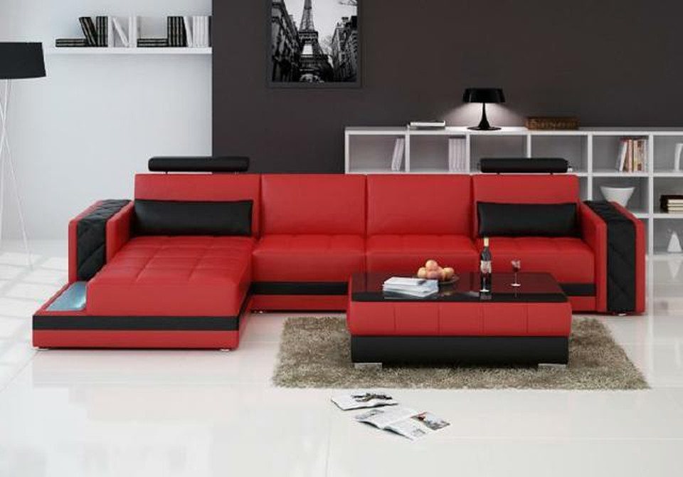 JVmoebel Ecksofa Ledersofa Big XXL L Form Wohnlandschaft mit USB und Kissen, Made in Europa JVmoebel Ecksofa Ledersofa Big XXL L Form Wohnlandschaft mit USB und Kissen, Made in Europa von JVmoebel