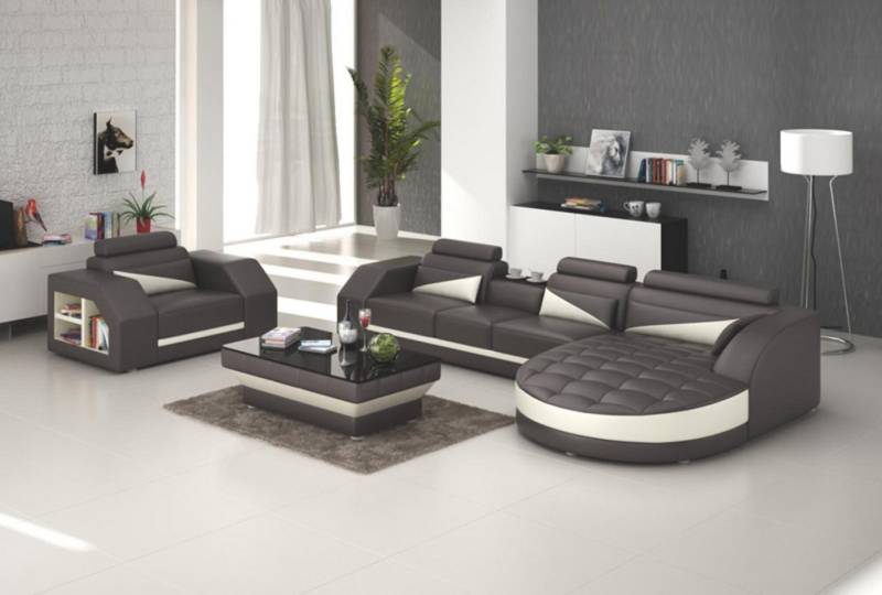 JVmoebel Ecksofa Ledersofa Couch Ecksofa + Sessel Garnitur Design Sofa, Made in Europa von JVmoebel