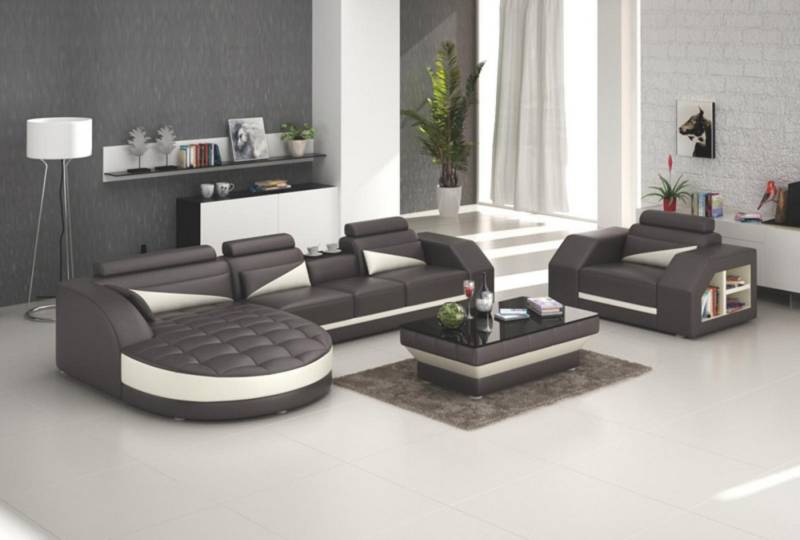 JVmoebel Ecksofa Ledersofa Couch Ecksofa + Sessel Garnitur Design Sofa, Made in Europa von JVmoebel