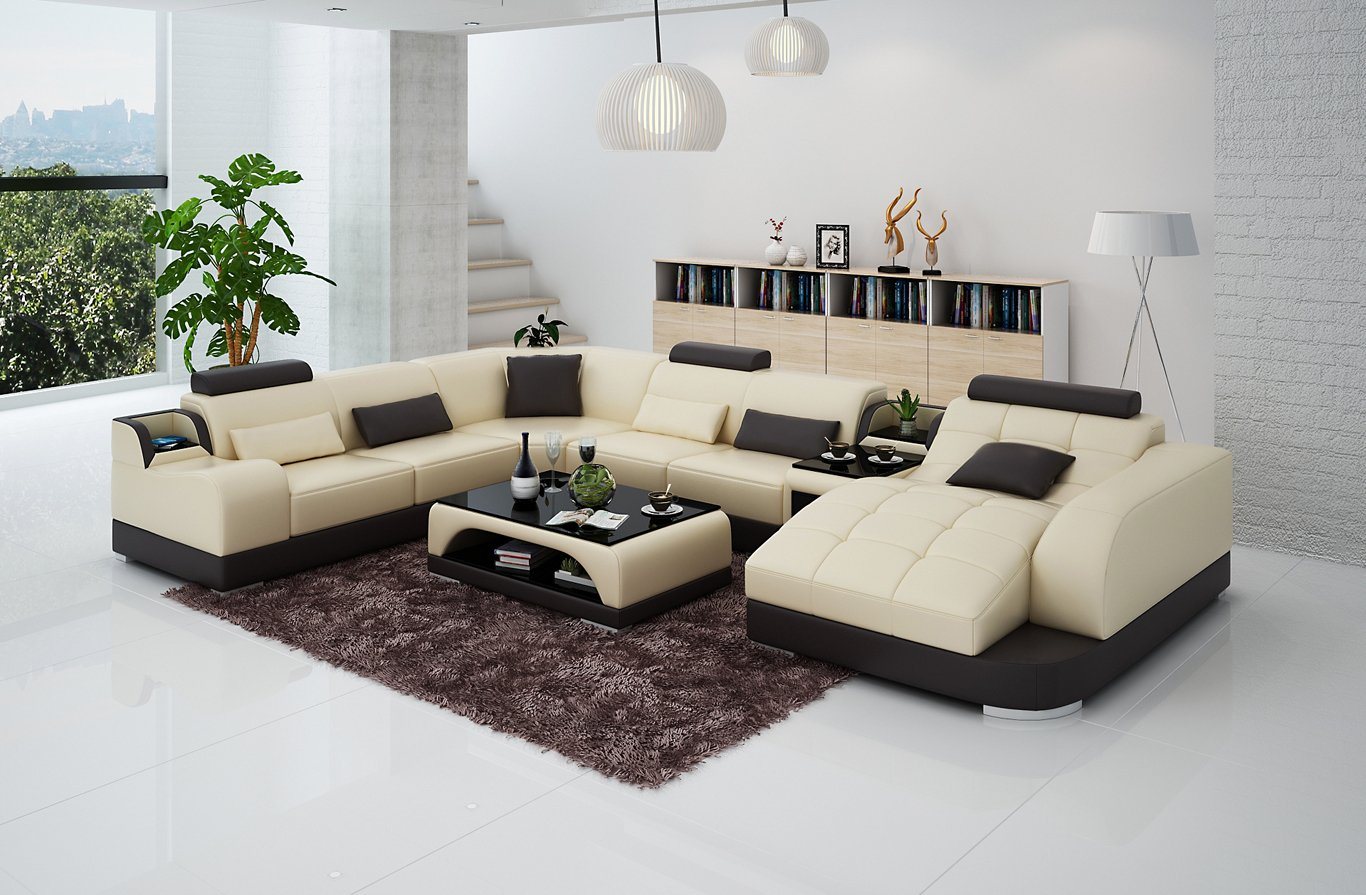 JVmoebel Ecksofa Ledersofa Designer Sofa U Form Wohnlandschaft Couch Polster Ecksofa, Made in Europe von JVmoebel
