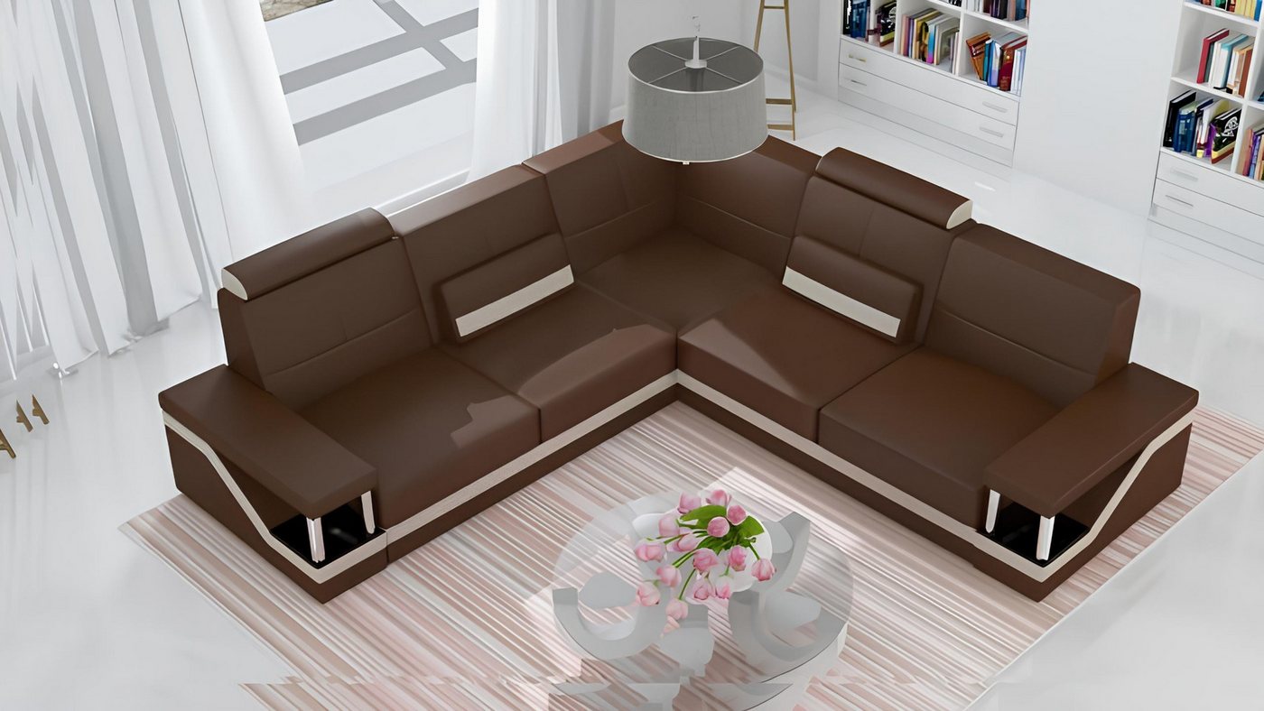 JVmoebel Ecksofa Ledersofa Eckcouch Sofa + USB Poster Eckgarnitur Sofas Stoff Leder, Made in Europa JVmoebel Ecksofa Ledersofa Eckcouch Sofa + USB Poster Eckgarnitur Sofas Stoff Leder, Made in Europa von JVmoebel