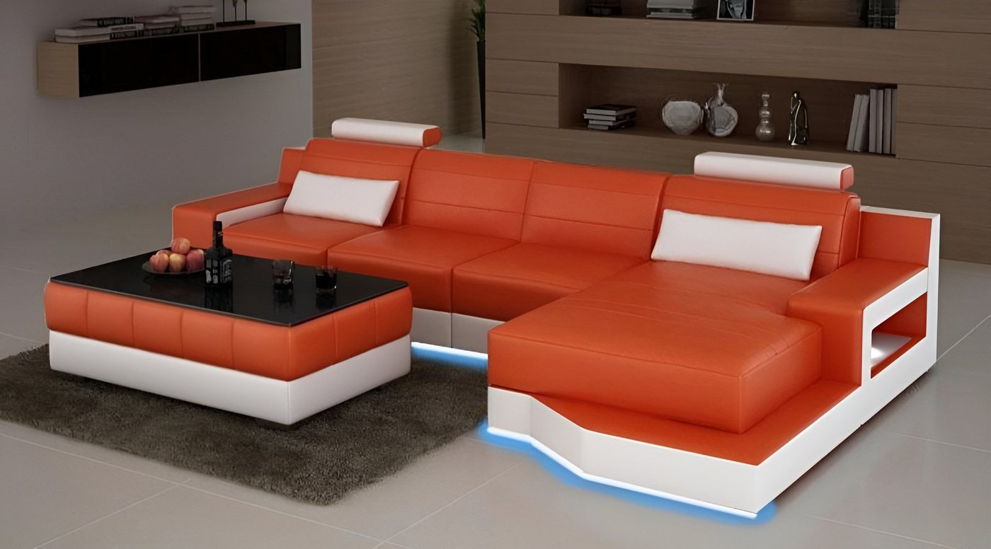 JVmoebel Ecksofa Ledersofa Ecksofa Massanfertigung Sofa USB L-Form Bettfunktion, Made in Europa von JVmoebel