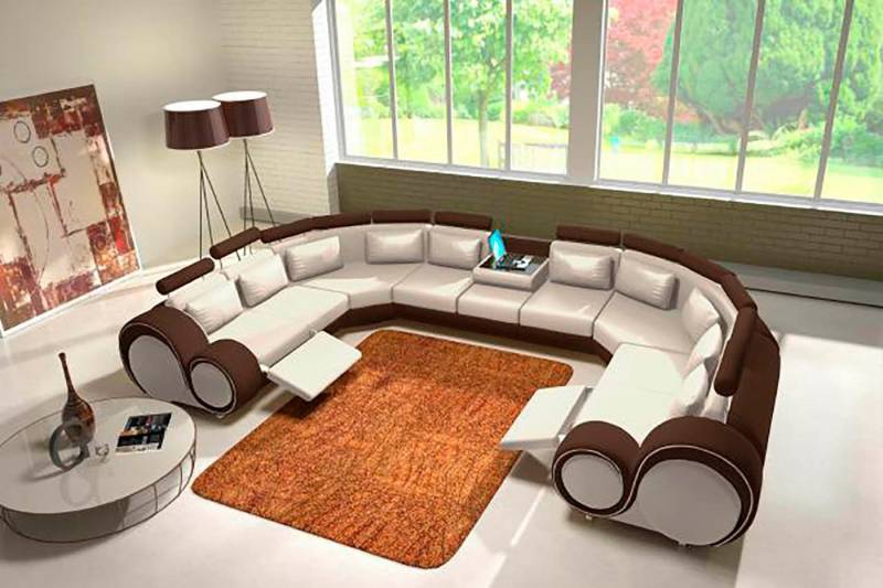 JVmoebel Wohnlandschaft Ledersofa Polster Sofa Couch Ecksofa Wohnlandschaft Riesen, Made in Europa von JVmoebel