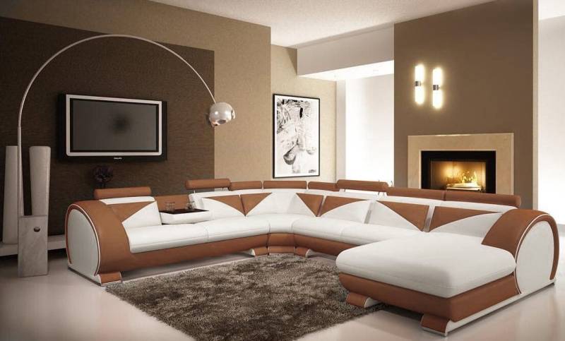 JVmoebel Wohnlandschaft Ledersofa XXL mit USB Wohnlandschaft Ledercouch Big Sofa Couch Ecksofa, 1 Teile, Made in Europa von JVmoebel