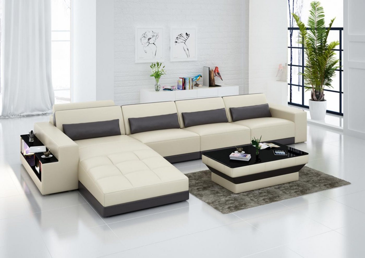 JVmoebel Ecksofa Ledersofa mit USB-Anschluss Design Couch Garnitur Modern Stil, Made in Europa JVmoebel Ecksofa Ledersofa mit USB-Anschluss Design Couch Garnitur Modern Stil, Made in Europa von JVmoebel