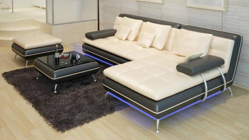 JVmoebel Ecksofa Ledersofa mit USB Wohnlandschaft Ecksofa Eck Garnitur Design Modern, Made in Europa von JVmoebel