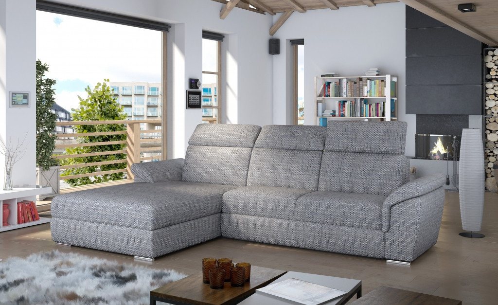 JVmoebel Ecksofa Luxuriöses graues Ecksofa mit Schlaf-Funktion und Designstil, Made in Europa JVmoebel Ecksofa Luxuriöses graues Ecksofa mit Schlaf-Funktion und Designstil, Made in Europa von JVmoebel