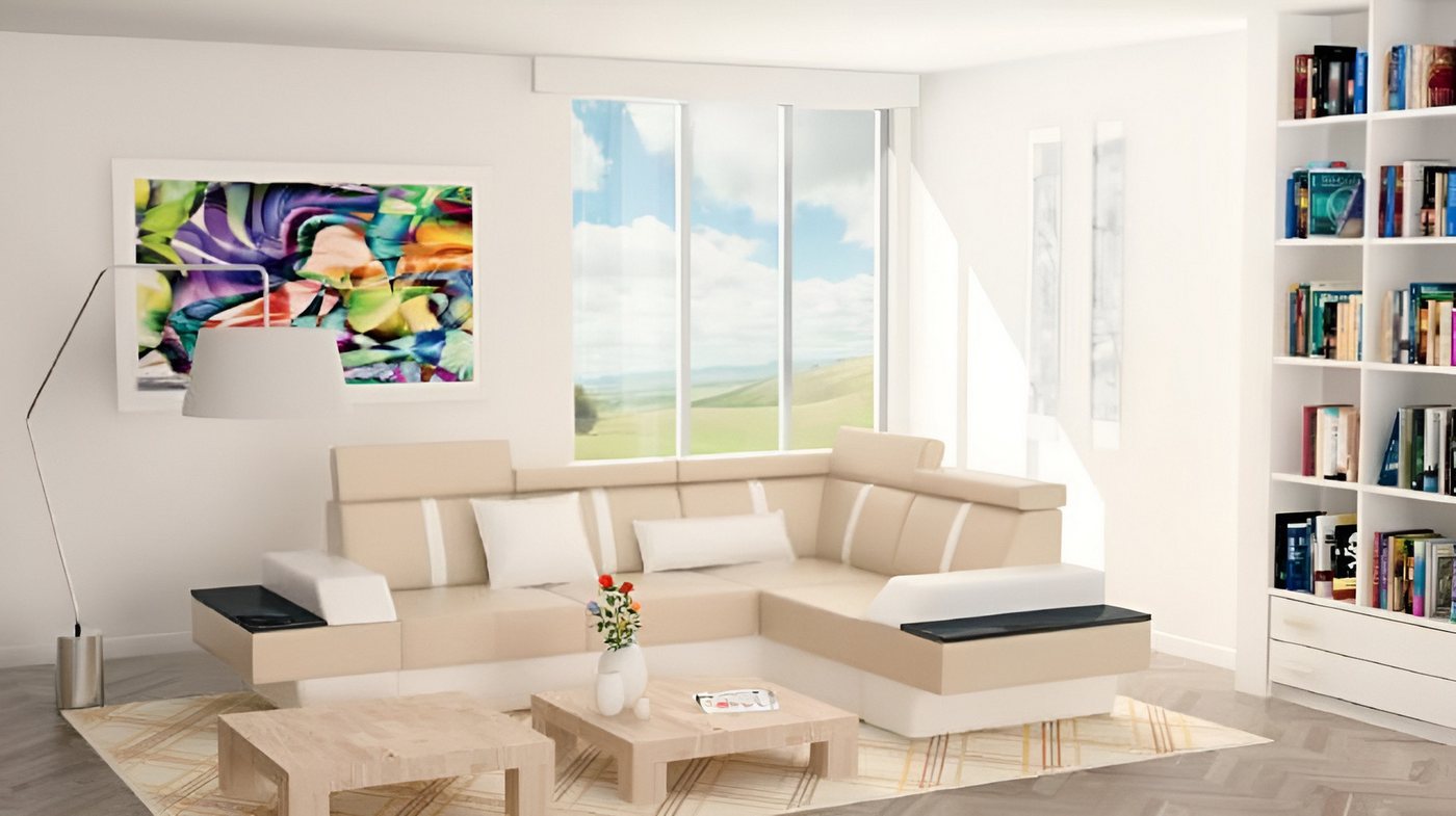 JVmoebel Ecksofa Moderne Eckcouch aus Leder mit USB und Polsterung, Made in Europa JVmoebel Ecksofa Moderne Eckcouch aus Leder mit USB und Polsterung, Made in Europa von JVmoebel