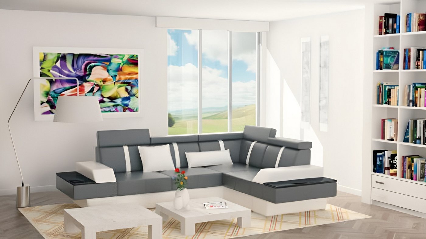 JVmoebel Ecksofa Moderne Eckcouch aus Leder mit USB und Polsterung, Made in Europa JVmoebel Ecksofa Moderne Eckcouch aus Leder mit USB und Polsterung, Made in Europa von JVmoebel