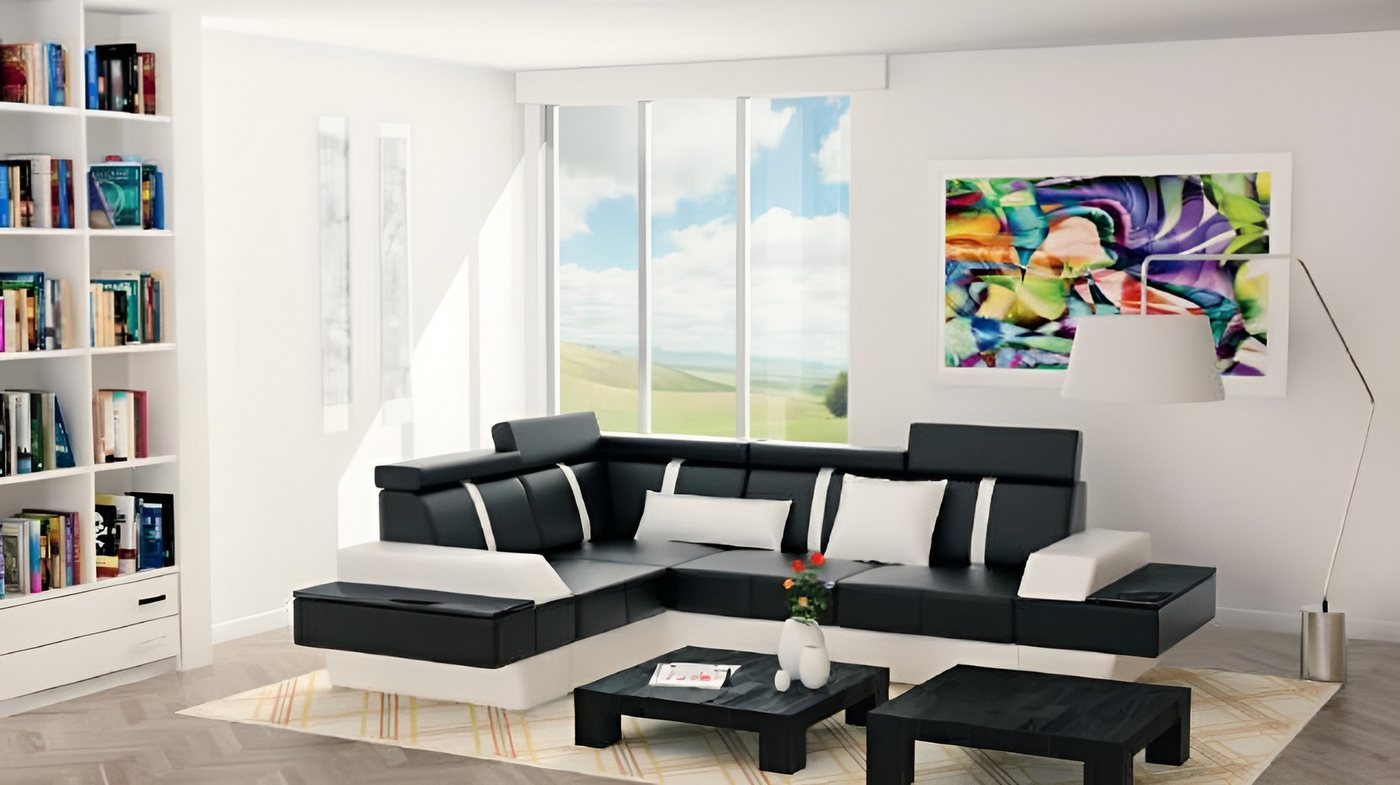JVmoebel Ecksofa Moderne Eckcouch aus Leder mit USB und Polsterung, Made in Europa JVmoebel Ecksofa Moderne Eckcouch aus Leder mit USB und Polsterung, Made in Europa von JVmoebel