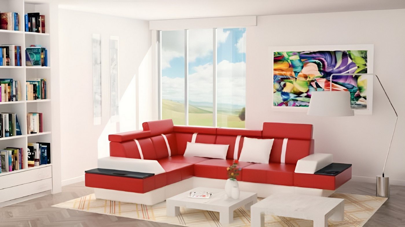 JVmoebel Ecksofa Moderne Eckcouch aus Leder mit USB und Polsterung, Made in Europa JVmoebel Ecksofa Moderne Eckcouch aus Leder mit USB und Polsterung, Made in Europa von JVmoebel