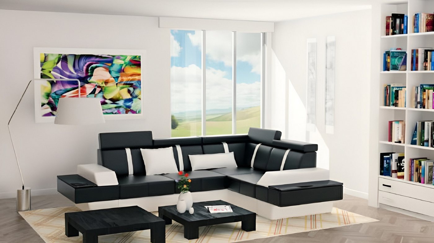 JVmoebel Ecksofa Moderne Eckcouch aus Leder mit USB und Polsterung, Made in Europa JVmoebel Ecksofa Moderne Eckcouch aus Leder mit USB und Polsterung, Made in Europa von JVmoebel