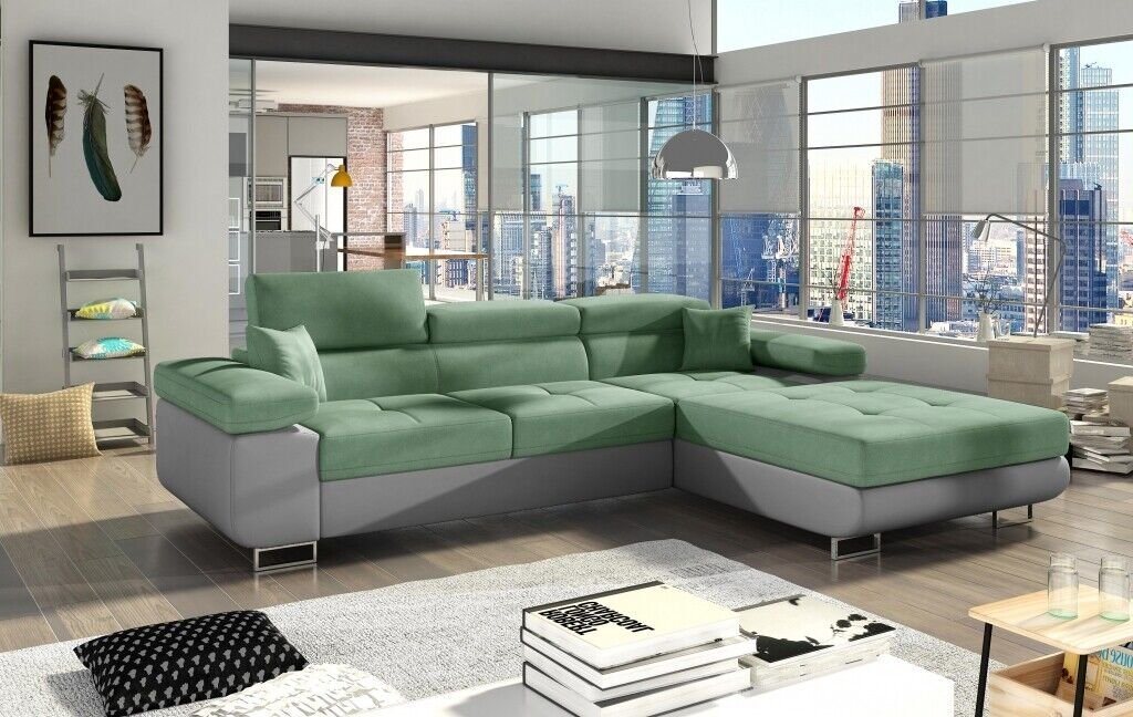 JVmoebel Ecksofa Moderne Graue Wohnlandschaft L-Form Sofa luxus Eck-Couch Neu, Made in Europe von JVmoebel