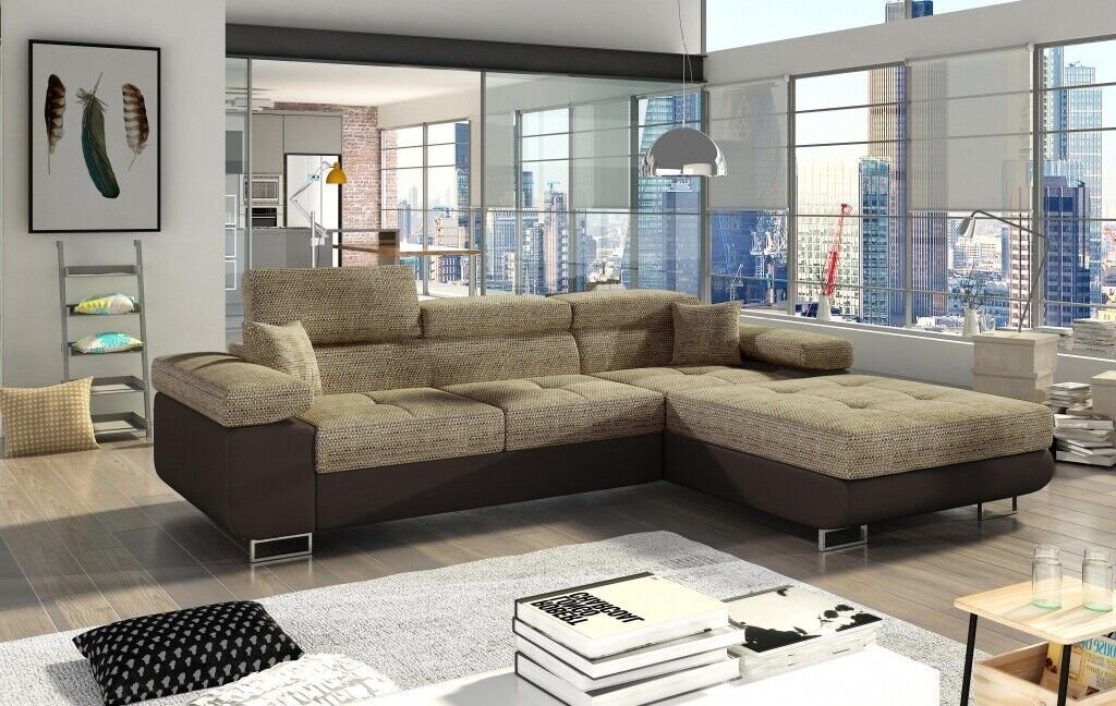 JVmoebel Ecksofa Moderne Graue Wohnlandschaft L-Form Sofa luxus Eck-Couch Neu, Made in Europe von JVmoebel