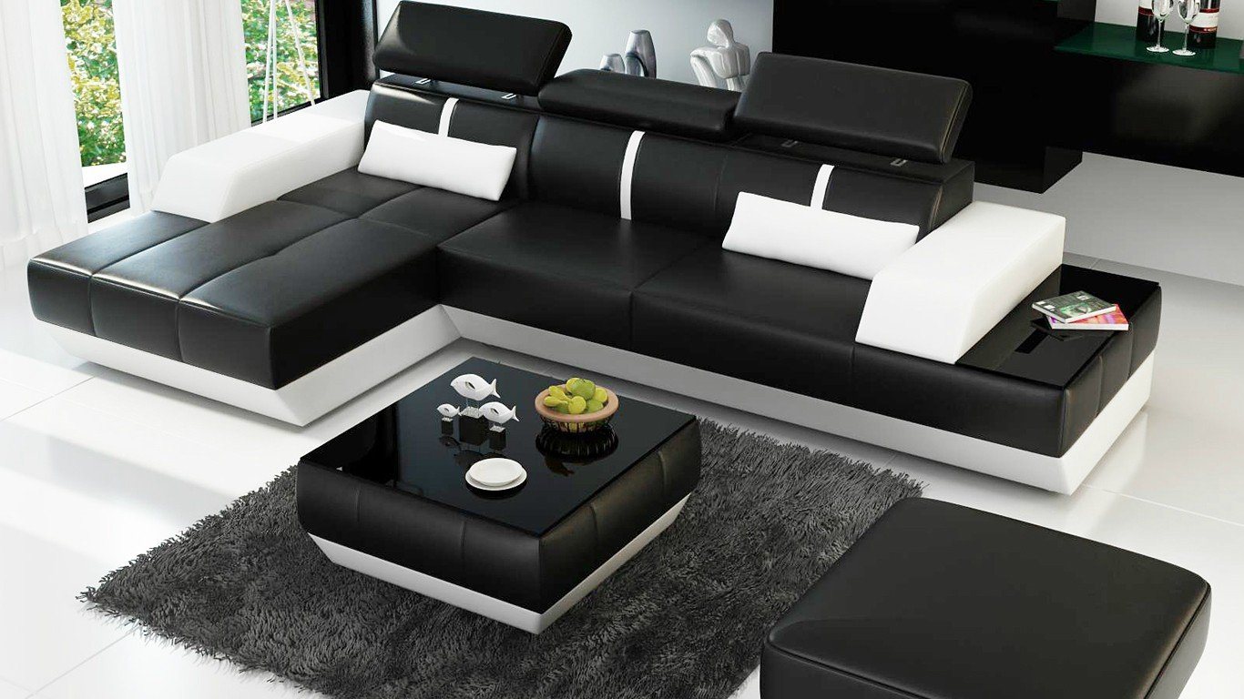 JVmoebel Ecksofa Moderne Sofa L Form Polster Sitz Ecke Couch + Hocker Multifunktion von JVmoebel