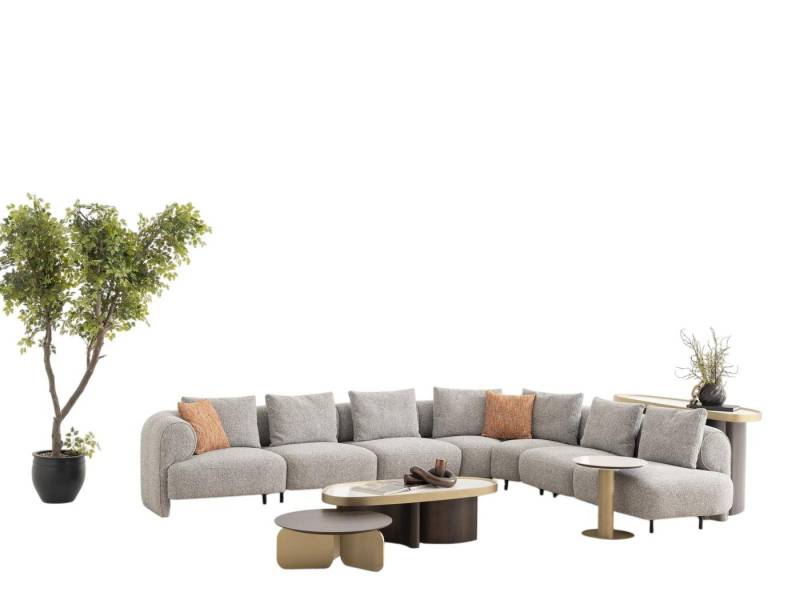 JVmoebel Ecksofa Moderner grauer Wohnzimmer Set aus Stoff und Holz, 4 Teile, Made in Europe JVmoebel Ecksofa Moderner grauer Wohnzimmer Set aus Stoff und Holz, 4 Teile, Made in Europe von JVmoebel