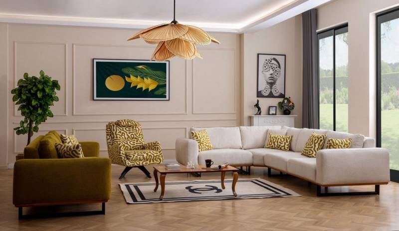 JVmoebel Ecksofa Modernes 3-teiliges Designer-Wohnzimmer Set mit L-Form Sofa, 3 Teile, Made in Europa JVmoebel Ecksofa Modernes 3-teiliges Designer-Wohnzimmer Set mit L-Form Sofa, 3 Teile, Made in Europa von JVmoebel