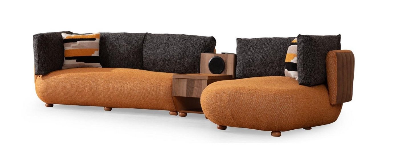 JVmoebel Ecksofa Modernes Oranges Ecksofa L-Form Wohnzimmer Sofa Designer Holz, 1 Teile, Made in Europa von JVmoebel