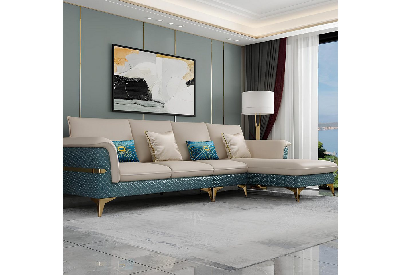 JVmoebel Ecksofa Modernes blauer L-Form Leder Couch Wohnlandschaft Sofa, Made in Europa JVmoebel Ecksofa Modernes blauer L-Form Leder Couch Wohnlandschaft Sofa, Made in Europa von JVmoebel