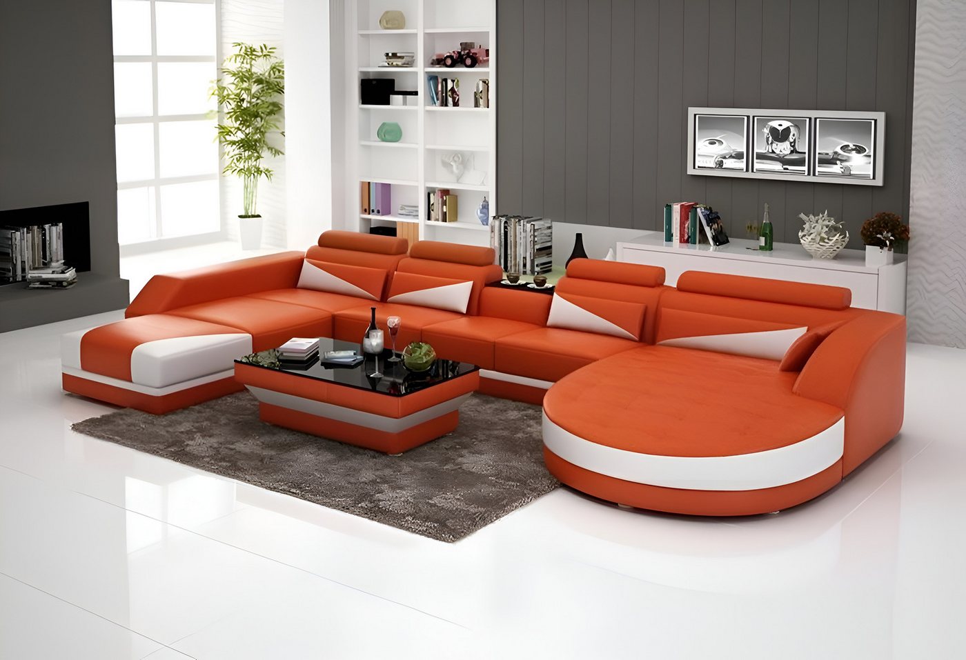 JVmoebel Ecksofa Orangefarbene Eckcouch aus Leder - stilvolle Wohnlandschaft, Made in Europa JVmoebel Ecksofa Orangefarbene Eckcouch aus Leder - stilvolle Wohnlandschaft, Made in Europa von JVmoebel