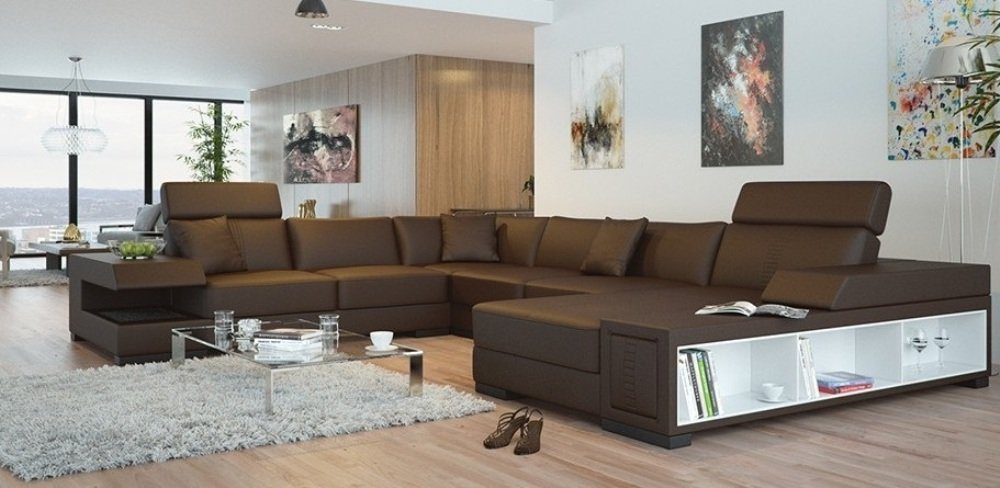 JVmoebel Wohnlandschaft Polster Couch Sofa Wohnlandschaft Sitz Eck Garnitur Leder Textil Badra, Made in Europa von JVmoebel