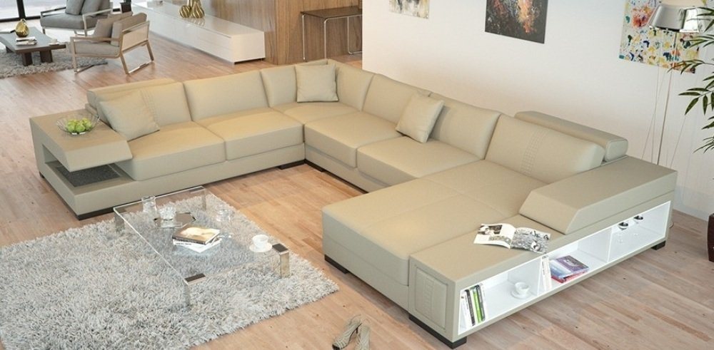 JVmoebel Wohnlandschaft Polster Couch Sofa Wohnlandschaft Sitz Eck Garnitur Leder Textil Badra, Made in Europa von JVmoebel