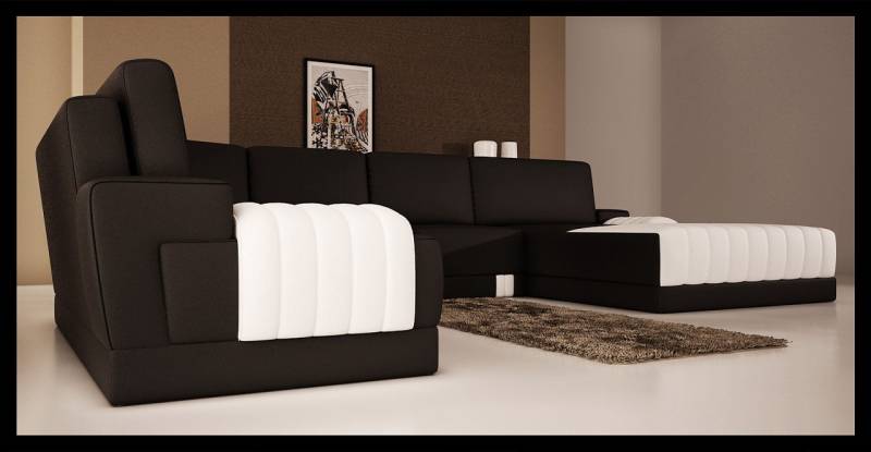 JVmoebel Wohnlandschaft Polster Ledersofa Couch U-Form Wohnlandschaft UForm Sofa Weiß, Made in Europa von JVmoebel
