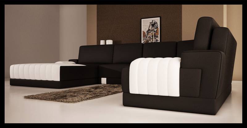 JVmoebel Wohnlandschaft Polster Ledersofa Couch U-Form Wohnlandschaft UForm Sofa Weiß, Made in Europa von JVmoebel