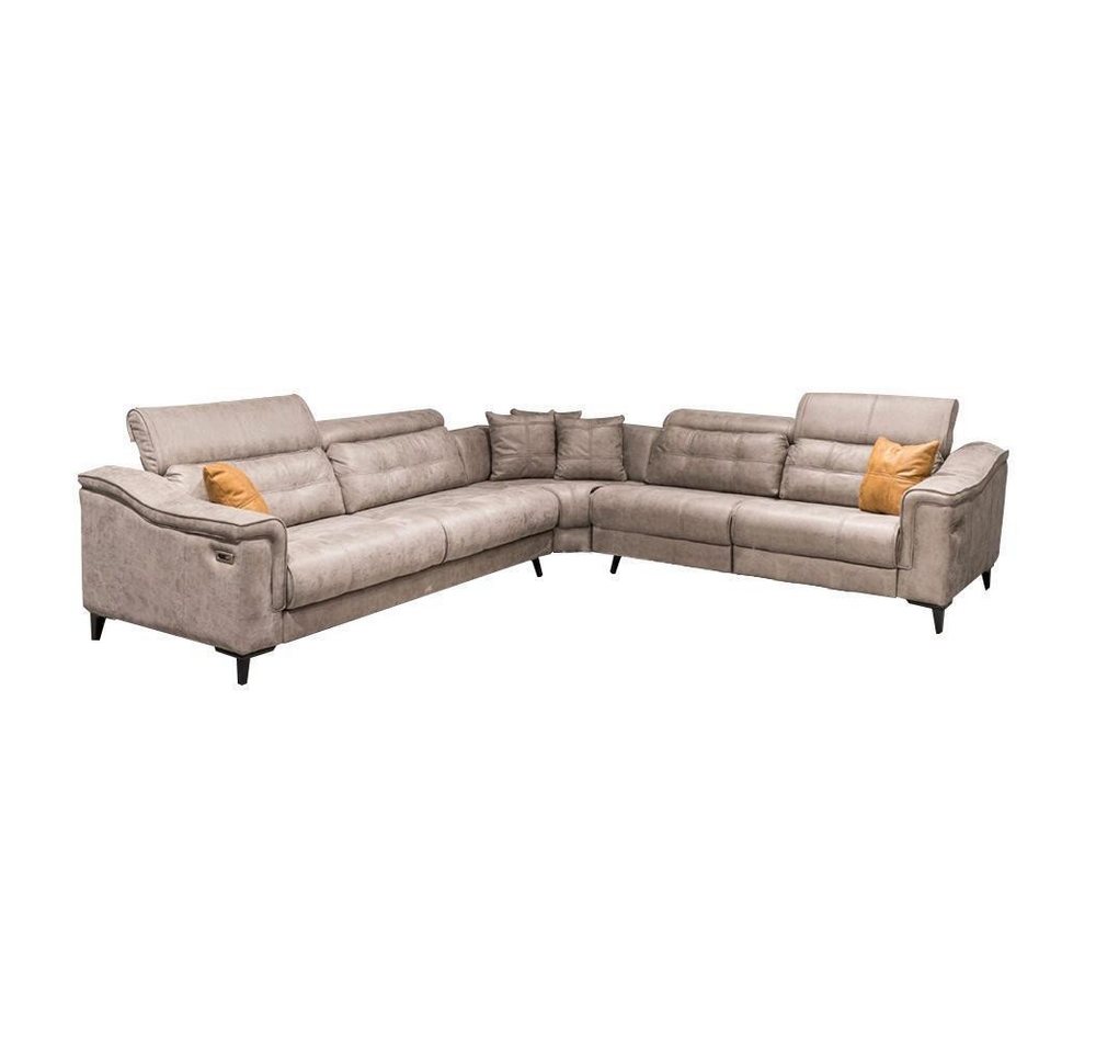 JVmoebel Ecksofa Robustes Graues Ecksofa Wohnzimmer L-Form Ledersofa Designer Couchen, 3 Teile, Made in Europa von JVmoebel