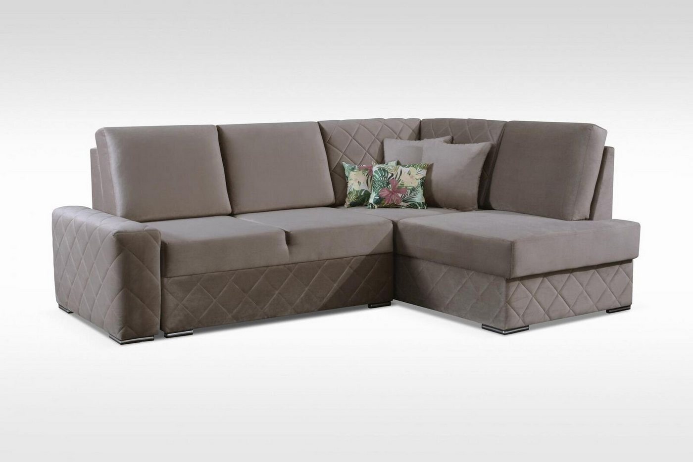 JVmoebel Ecksofa Schlafsofa Samt Bettfunktion Sitz Leder Lounge Wohnlandschaft Ecksofa, Bettfunktion von JVmoebel