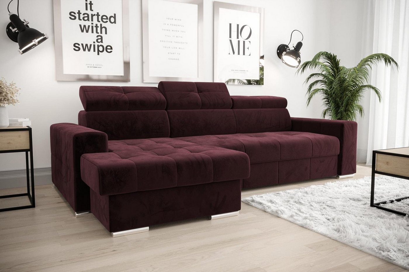 JVmoebel Ecksofa Sofa Eckcouch Polsterung Wohnzimmer Neu L-Form Stoff Leder, Made in Europe von JVmoebel