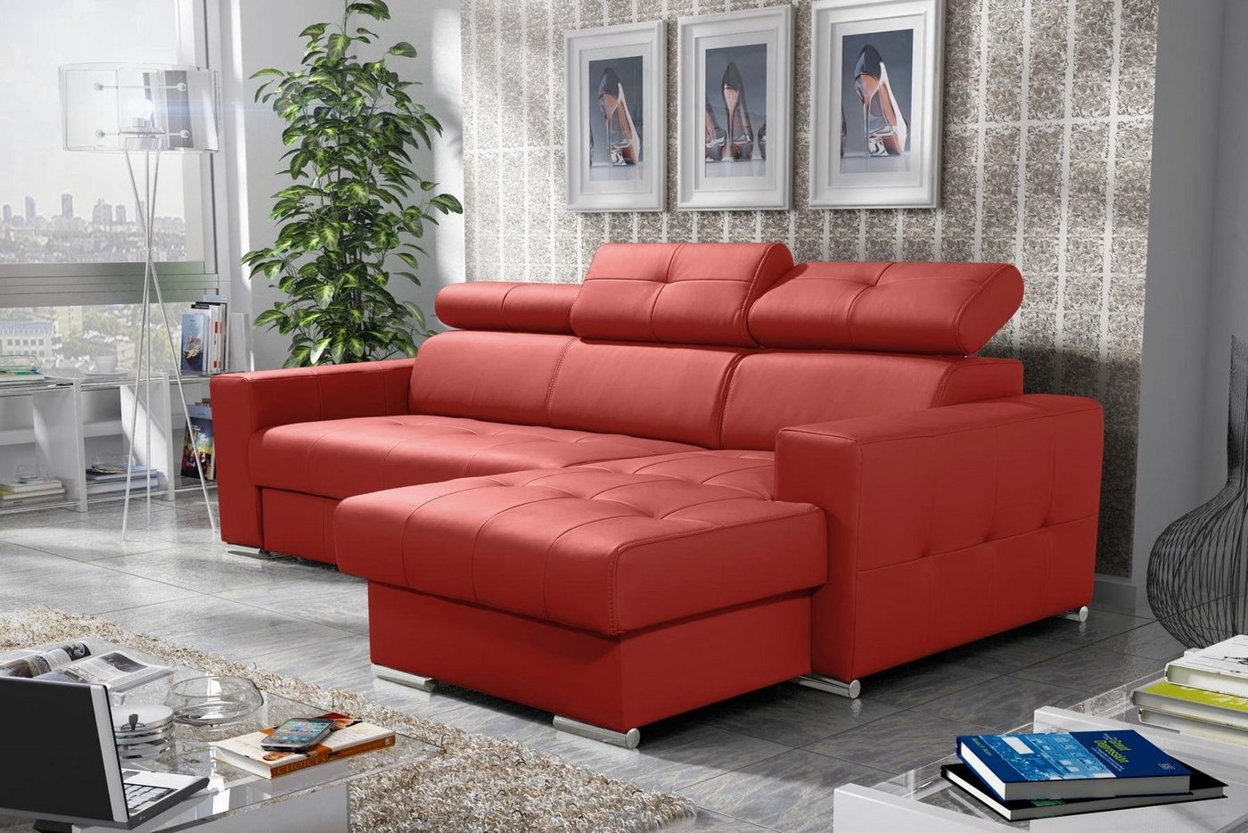 JVmoebel Ecksofa Sofa Eckcouch Polsterung Wohnzimmer Neu L-Form Stoff Leder, Made in Europe von JVmoebel