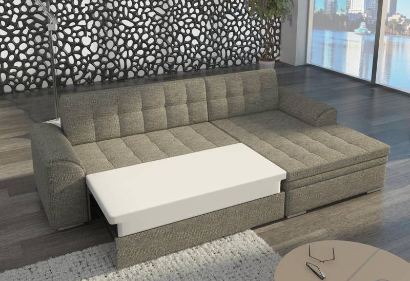JVmoebel Ecksofa Sofa Ecksofa Schlafsofa Bettfunktion Couch Leder Textil Polster Sofas, Made in Europa von JVmoebel