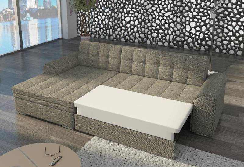 JVmoebel Ecksofa Sofa Ecksofa Schlafsofa Bettfunktion Couch Leder Textil Polster Sofas, Made in Europa von JVmoebel
