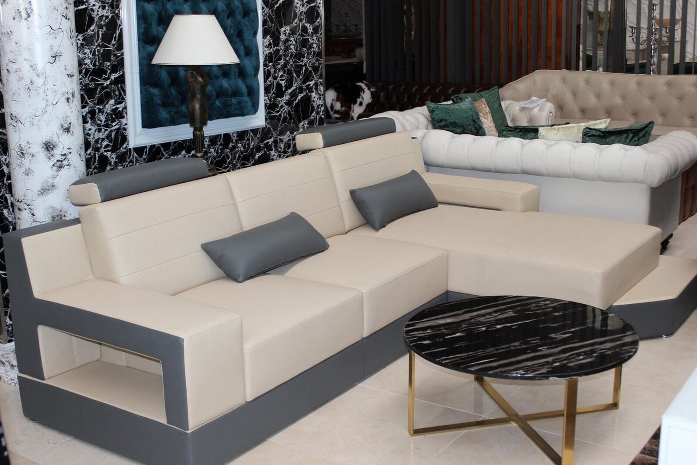 JVmoebel Ecksofa Sofa L-Form Ledersofa Couch Wohnlandschaft Design Couchen Sofort, 2 Teile von JVmoebel