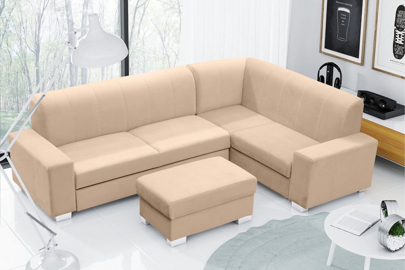 JVmoebel Ecksofa Sofa Schlafsofa Designer Sofa mit Bettfunktion + Bettkasten Ecksofa, Mit Bettfunktion von JVmoebel