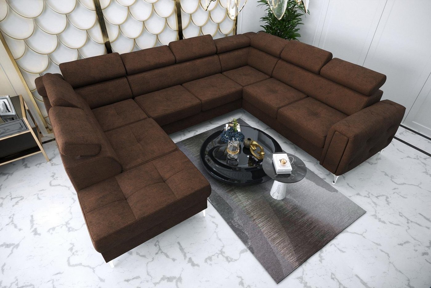 JVmoebel Ecksofa Sofa U-Form Stoffsofa Couch Wohnlandschaft Design modernes Sofa, Made in Europe von JVmoebel