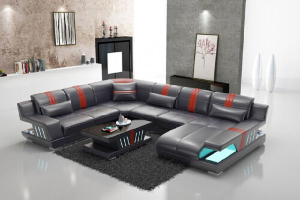JVmoebel Ecksofa Sofa UForm Ledersofa Couch Wohnlandschaft Design Modern Sofas von JVmoebel