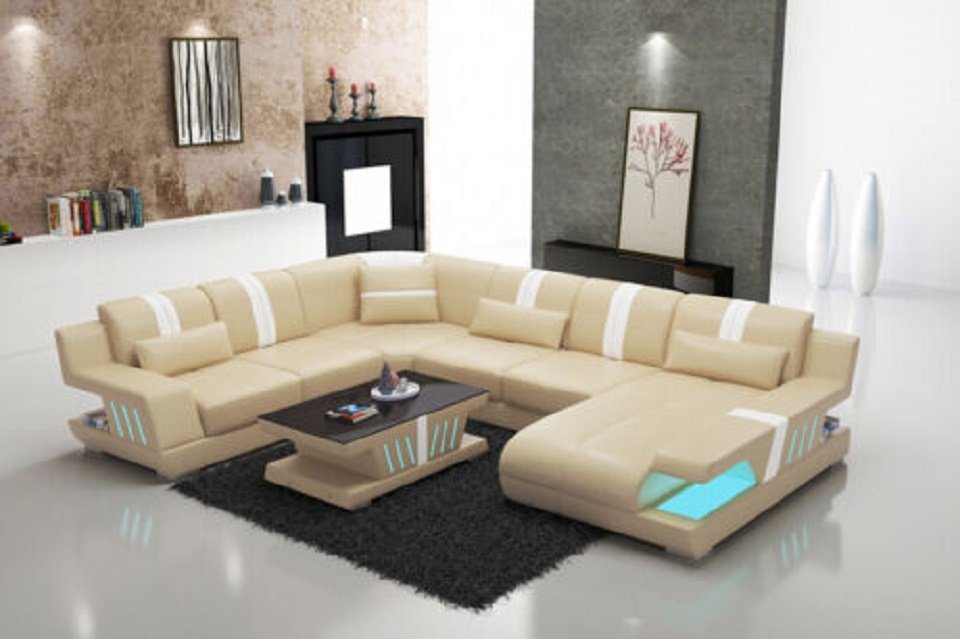 JVmoebel Ecksofa Sofa UForm Ledersofa Couch Wohnlandschaft Design Modern Sofas von JVmoebel