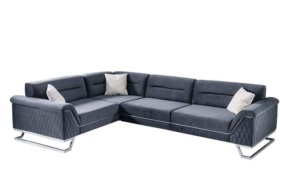 JVmoebel Ecksofa Stilvolle Graue L-Form Couch Wohnzimmer Designer Stoffsofa Eckcouch, 1 Teile, Made in Europa von JVmoebel