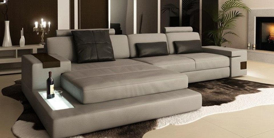 JVmoebel Ecksofa Stoff USB Polster Wohnlandschaft Eck Garnitur Leder Sofa modern, Made in Europa von JVmoebel