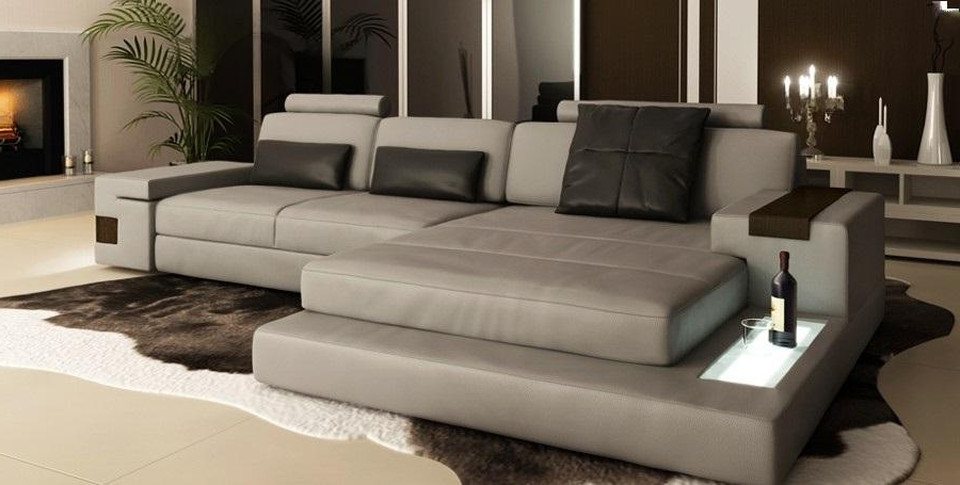 JVmoebel Ecksofa Stoff USB Polster Wohnlandschaft Eck Garnitur Leder Sofa modern, Made in Europa von JVmoebel