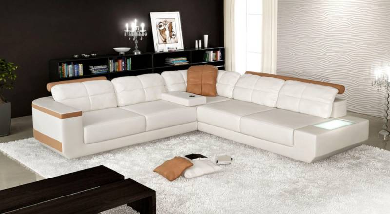 JVmoebel Ecksofa Weißes L-Form Sofa XXL aus Leder - Wohnlandschaft Couch, Made in Europa JVmoebel Ecksofa Weißes L-Form Sofa XXL aus Leder - Wohnlandschaft Couch, Made in Europa von JVmoebel