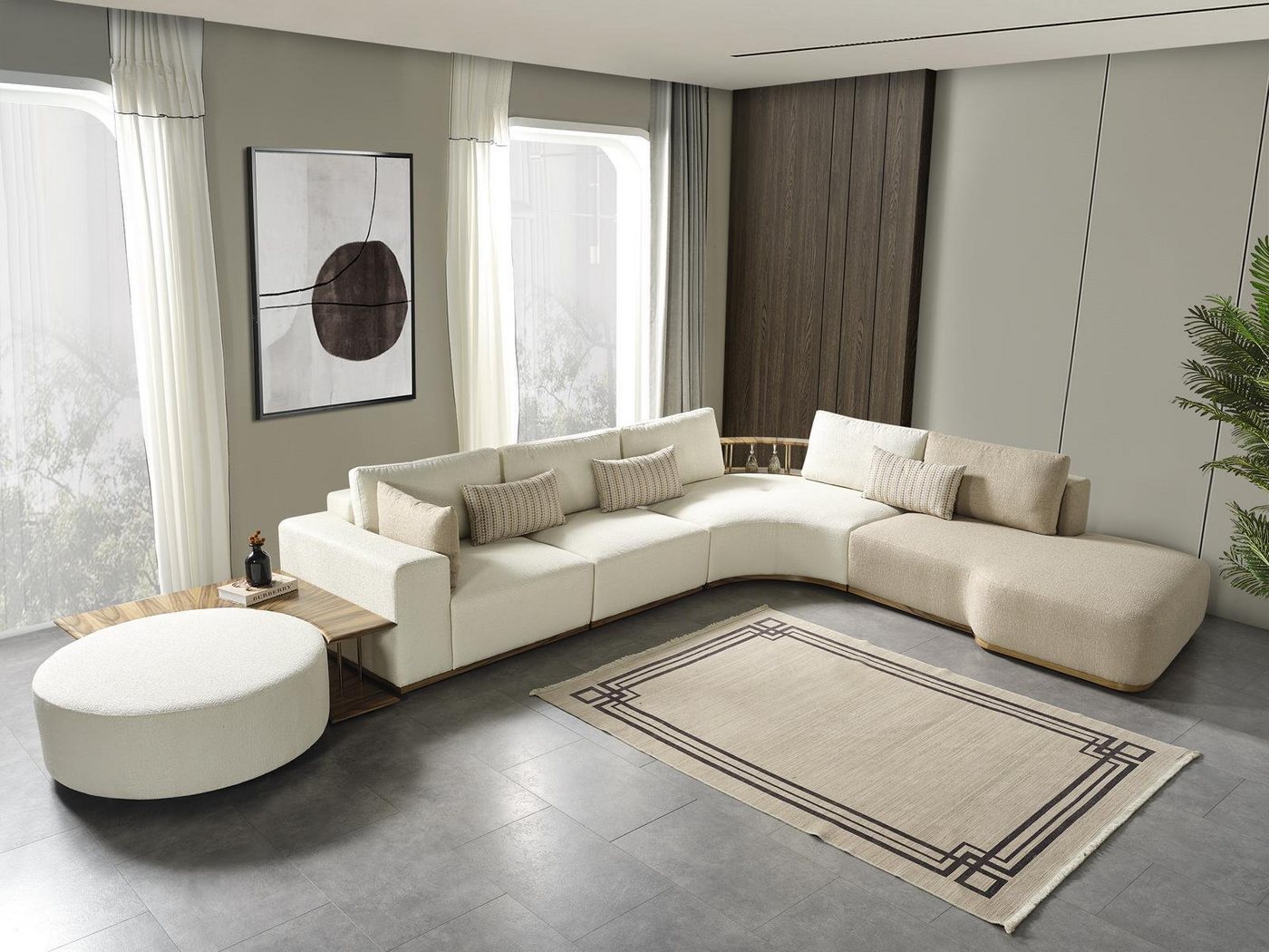 JVmoebel Ecksofa Weißes Modernes Ecksofa L-Form Couch Luxus Polstersofa Wohnzimmermöbel, 3 Teile, Made in Europa von JVmoebel