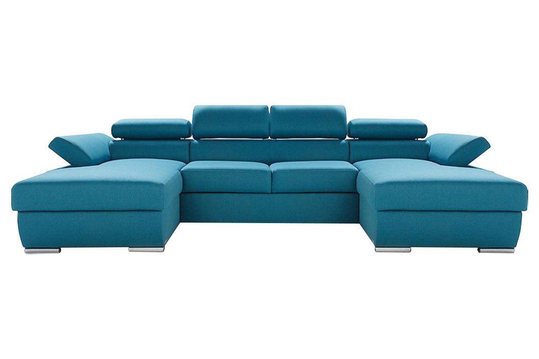 JVmoebel Ecksofa Wohnlandschaft Bettfunktion Ecksofa Stoff U-Form Couch, Made in Europe von JVmoebel