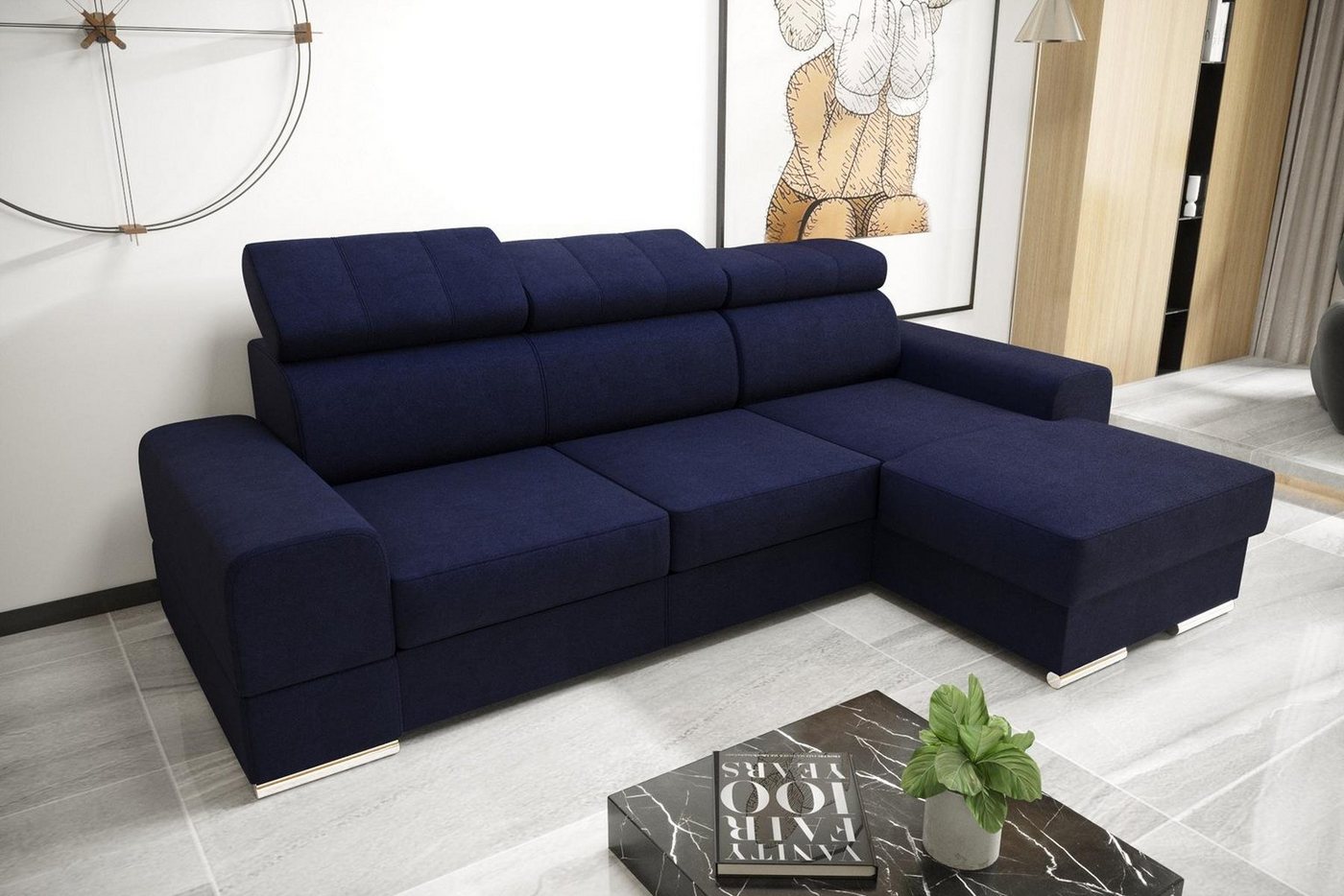 JVmoebel Ecksofa Wohnlandschaft Bettfunktion Stoff Ecksofa L-Form Sofa Couch, Made in Europe von JVmoebel