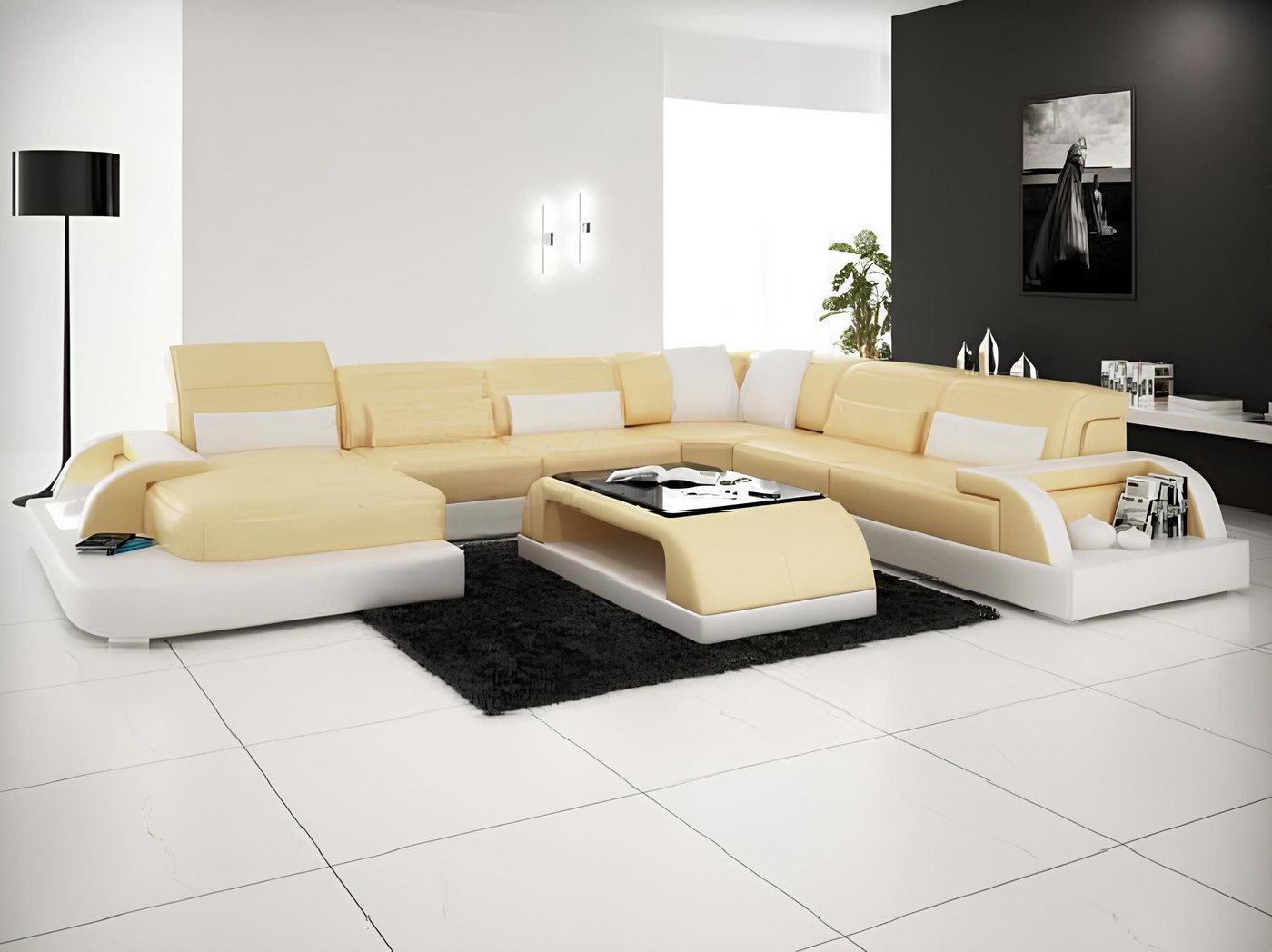JVmoebel Ecksofa Wohnlandschaft Couch Polster Eck Garnitur Designer Ledersofa Big Sofa, Made in Europa von JVmoebel